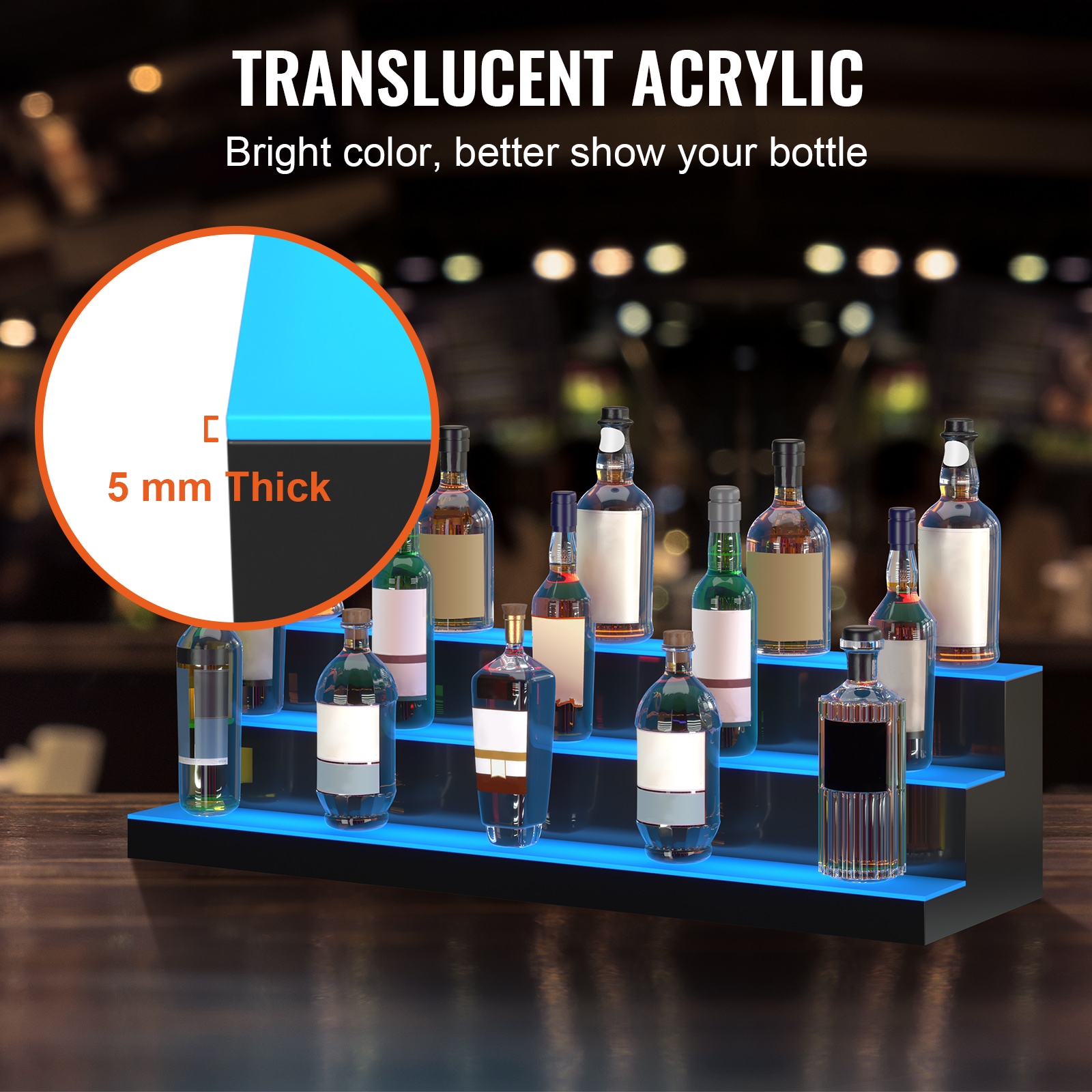 Led Liquor Bottle Display Shelf, Illuminated Wine Rack With Remote_voghion.com